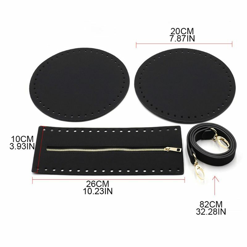 4 Teile/satz Tasche Bottom Basis Runde Faux Leder Strap Zipper für DIY Häkeln Handtasche