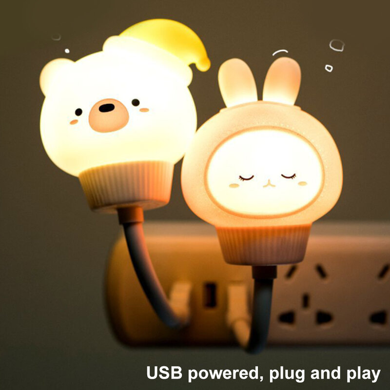 미니 USB LED 야간 조명 플러그 인 야간 램프 원격 제어 노트북 램프 귀여운 만화 USB 조명 침실 거실