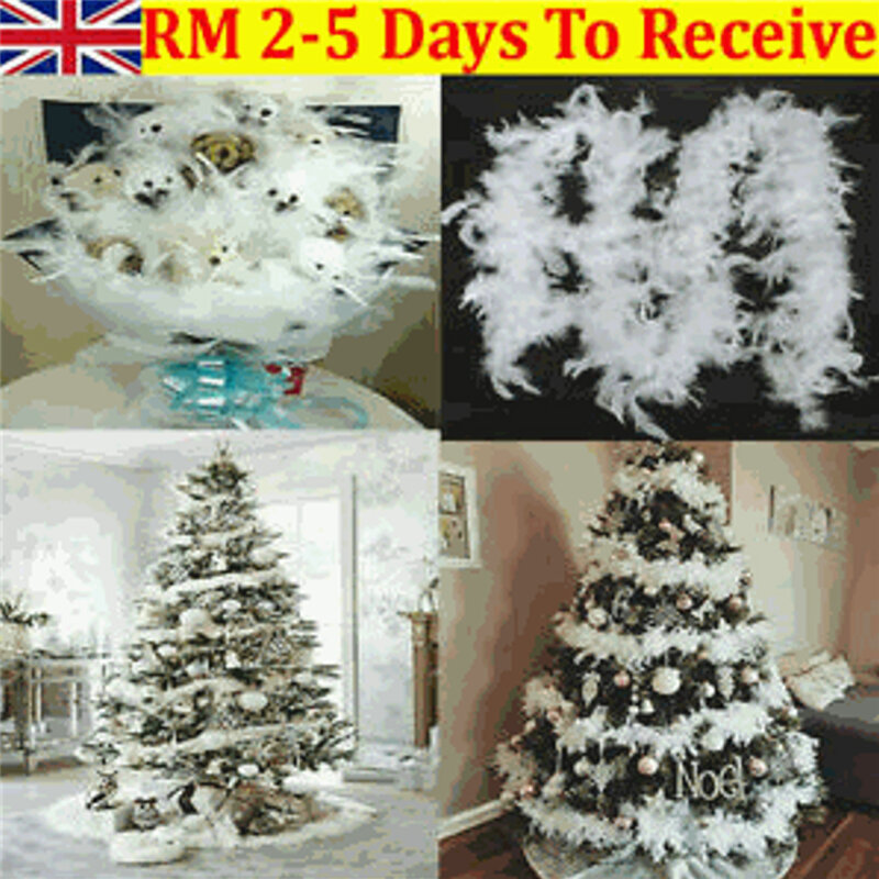 2021 NEUE 2M Weihnachten Baum Weiße Feder Boa Streifen Weihnachten Band Party Girlande Dekoration Bekleidung Stoff DIY Handwerk