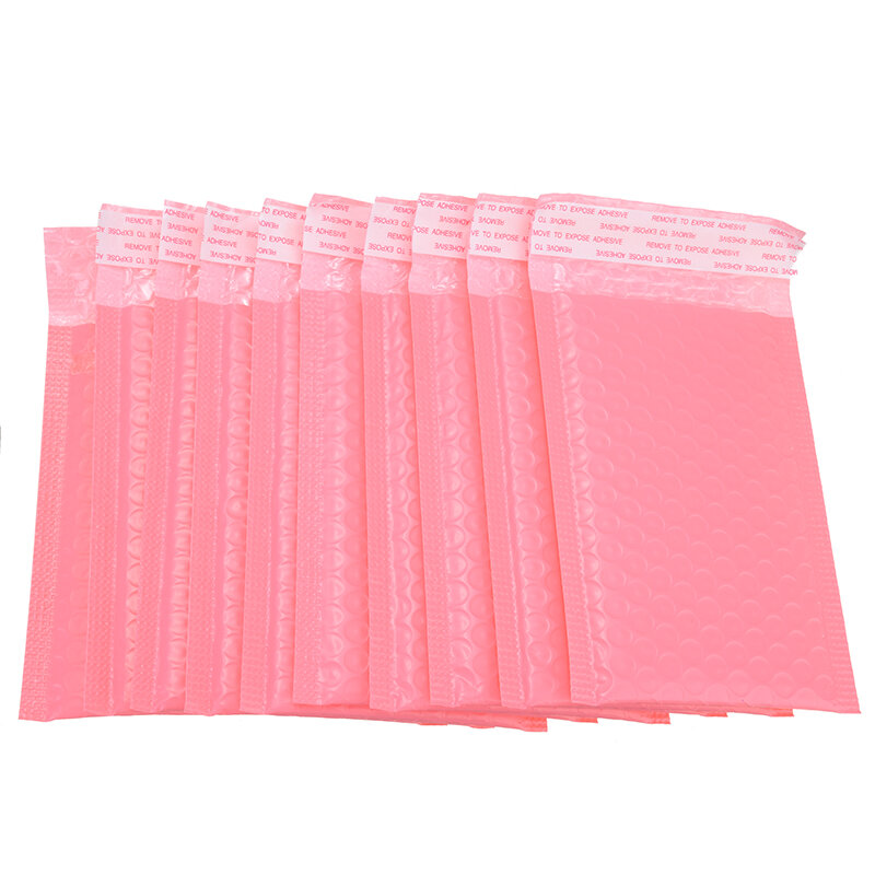 10 قطعة من البلاستيك الوردي فقاعة الارسال ظرف مبطن الشحن كيس التغليف لتغليف الهدايا أظرف بريد
