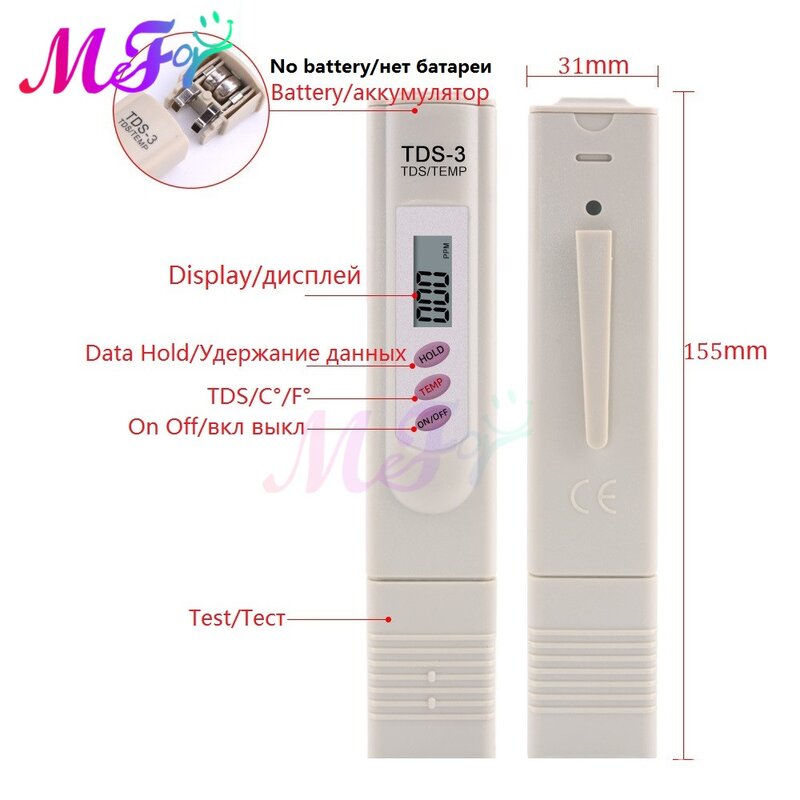 Portable Pen Portable Digital Water Meter Filter Measuring Water Quality Purity Tester TDS Meter Thermometer for Aquarium Pool