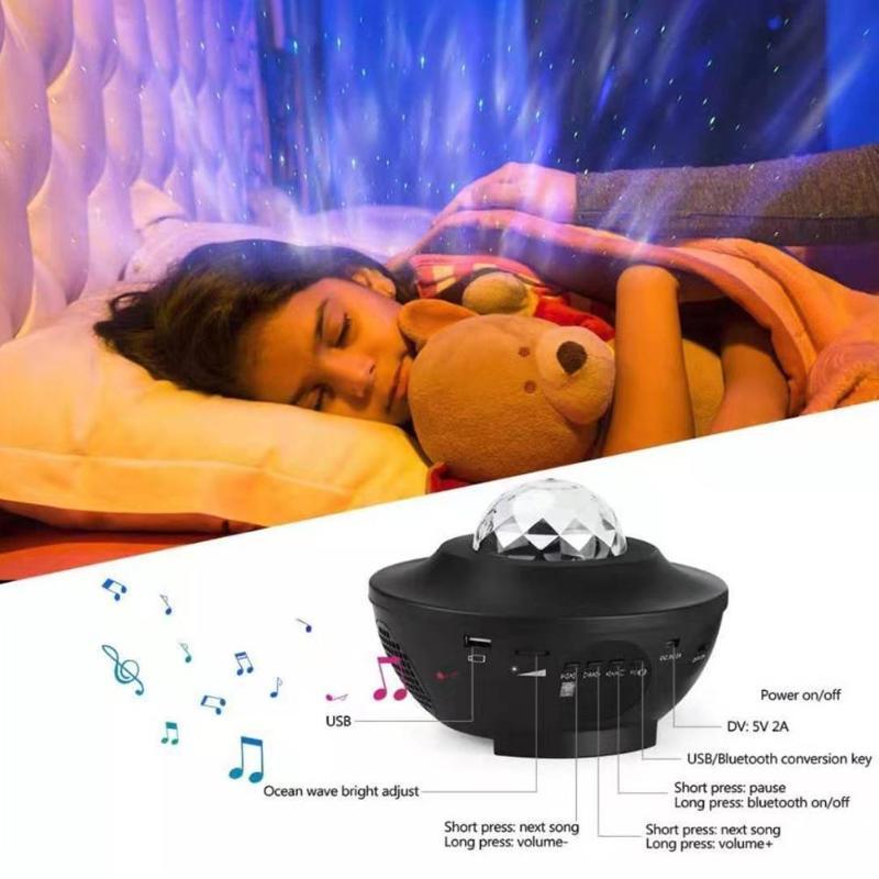 Colorful Starry Galaxy Projector Blueteeth USB Voice Control Music Player LED Night Light USB Charging Projection Lamp Kids Gift