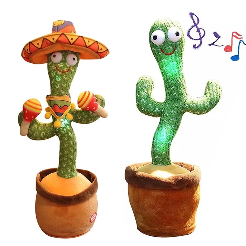 Juguetes de peluche electrónicos para bailar Cactus, juguetes de peluche para cantar, bailar, cantar, hablar, música divertida, regalos luminiscentes, Bluetooth
