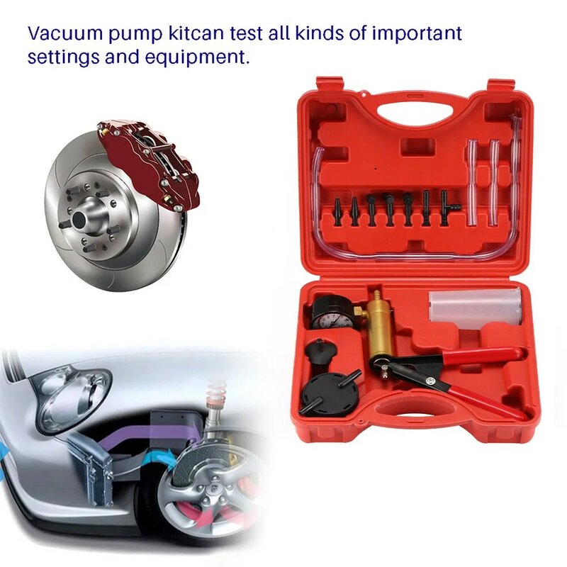 Auto Handleiding Vacuüm Aluminium Druk Pomp Remvloeistof Bloeden Draagbare Duurzaam Reparatie Set Tester Kit Vacuüm Gauge