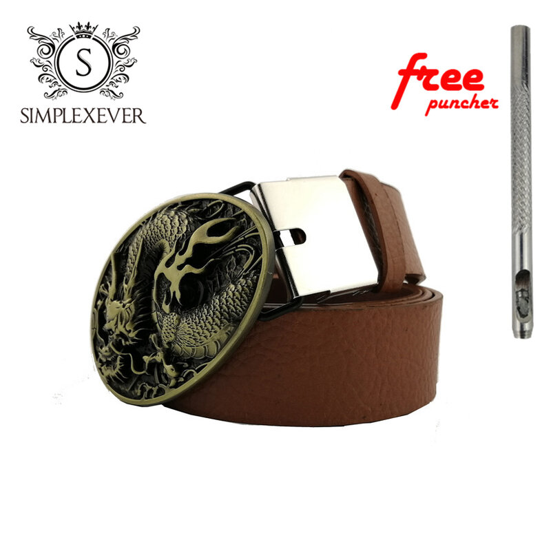 Hebilla de cinturón de vaquero para hombre, hebillas de cinturón de dragón 3D, bronce/plata Vintage, Hebilla de vaquero occidental, regalo con cinturón
