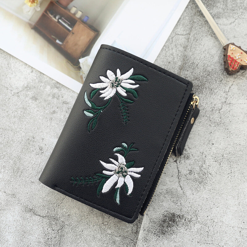 Nowe portfele damskie drukuj portfel kwiatowy dla kobiety Zipper Mini Coin torebka damska mały portfel kobiece skórzane etui na karty