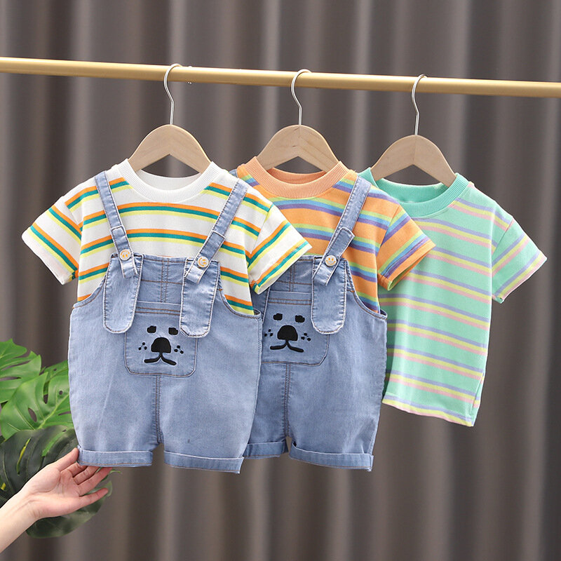 Baby Boy&Girl Clothes Summer Birthday Suits Newborn Party Dress Soft Cotton Solid Rmper + Belt Pants Infant Toddler Set