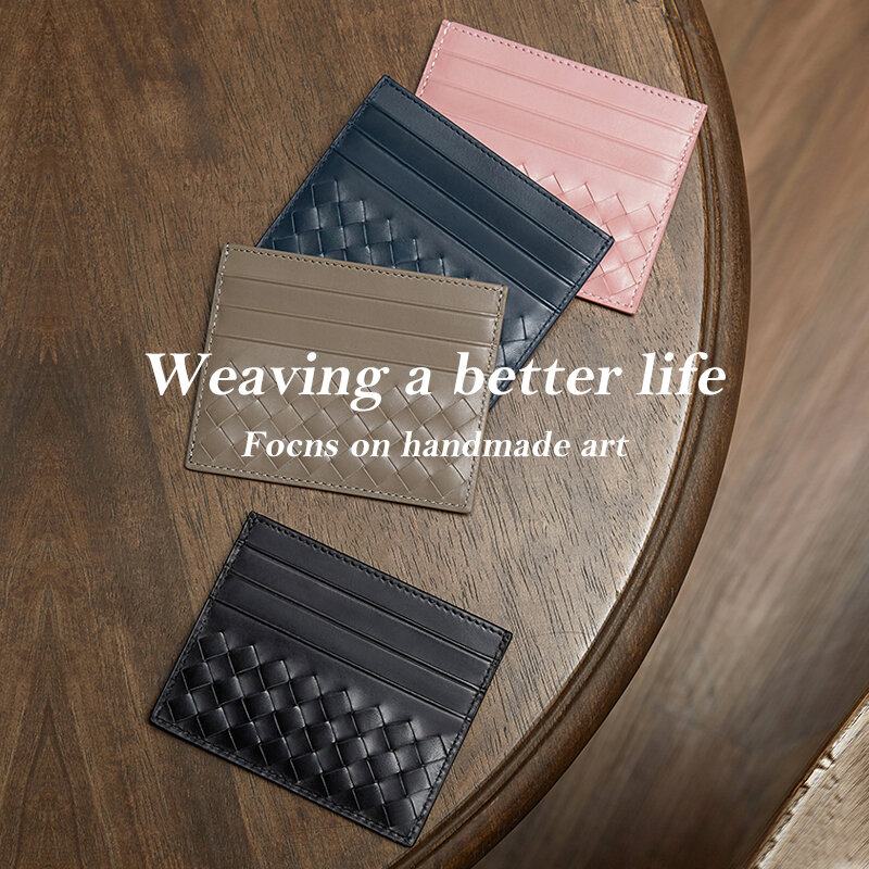 100% Leather Credit Card Men's Ultra-Thin Brand Business Card Multiple Card Slots Anti-Degaussing Simple fashion Women Card bag
