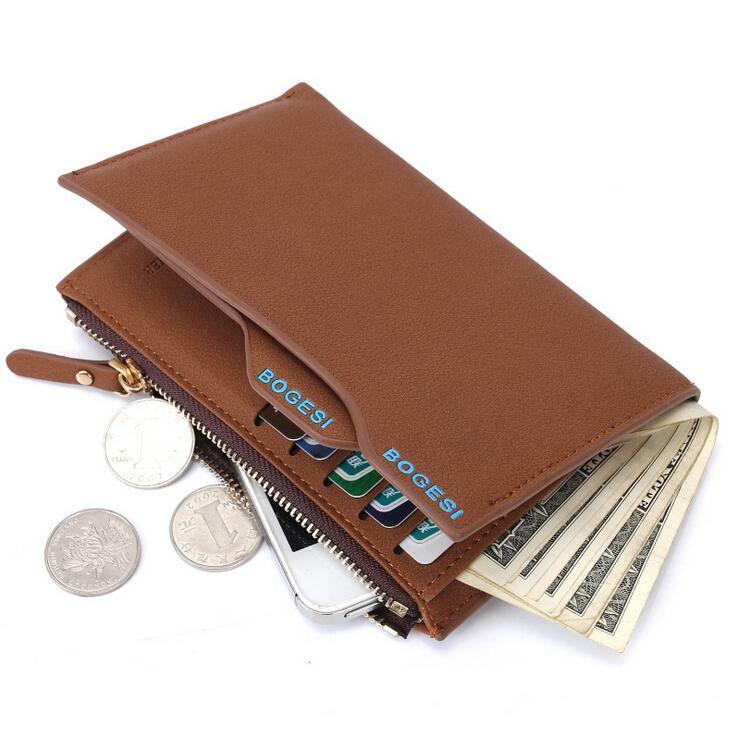 Мужской кожаный кошелек на молнии, мужской кошелек, съемные кредитные карманы для монет для мужчин