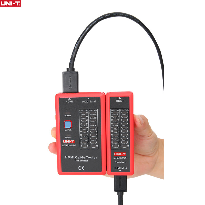 UNI-T UT681HDMI كابل اختبار شبكة الكابل اختبار حالة الصمام عرض HDMI/MINI-HDMI خط كاشف