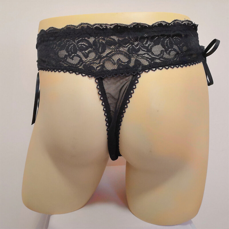 Men's lace large pouch g string underwear gay adult sissy thong underpants