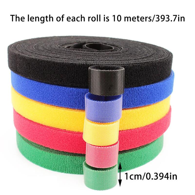 10Meter/Roll 10mm 색상 자체 접착 패스너 테이프 재사용 가능한 강한 후크 루프 케이블 타이 매직 테이프 DIY 액세서리