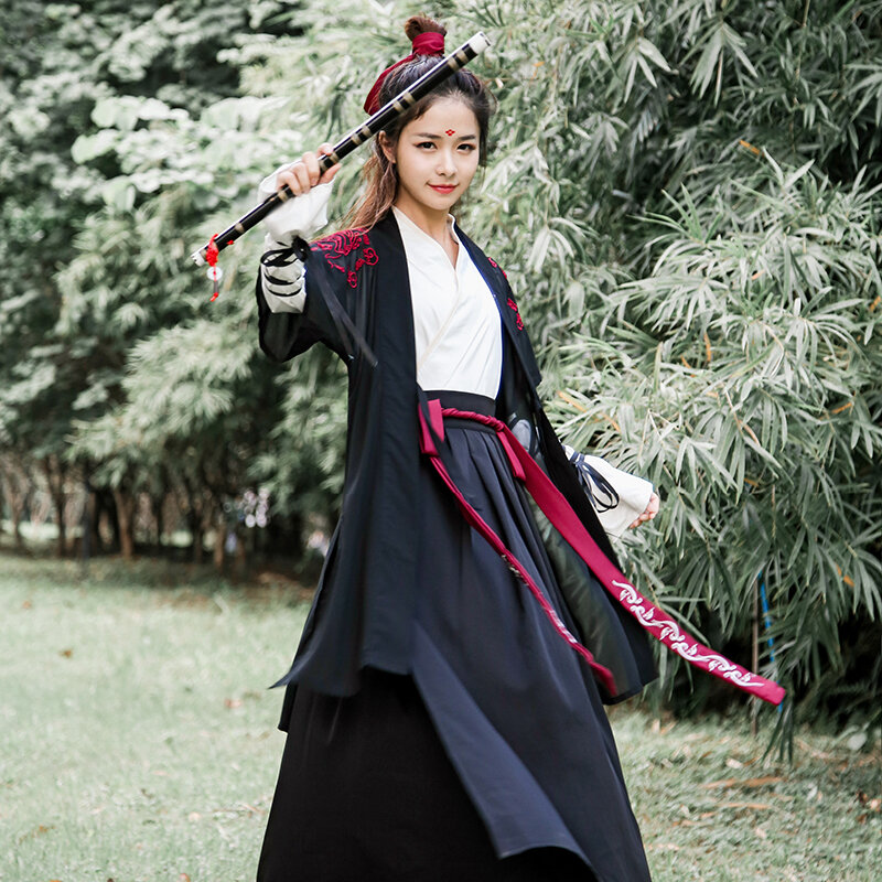 จีนพื้นบ้านแห่งชาติเต้นรำเครื่องแต่งกายผู้หญิงแบบดั้งเดิม Hanfu ชุด Lady Oriental Swordsman ชุด Han Dynasty คอสเพลย์เสื้อผ้า