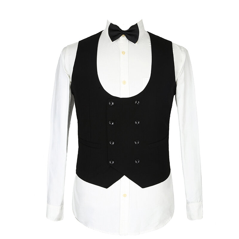 Conjunto de peças preto mottled para jantar de negócios, mais novo terno para padrinho, jaqueta, calça e colete, 2020