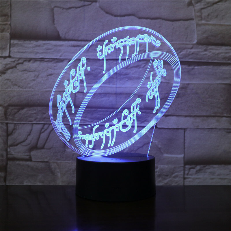 Anillos 3D lámpara de noche con Sensor táctil USB, iluminación novedosa para niños, envío directo, 2019 LED, Decoración