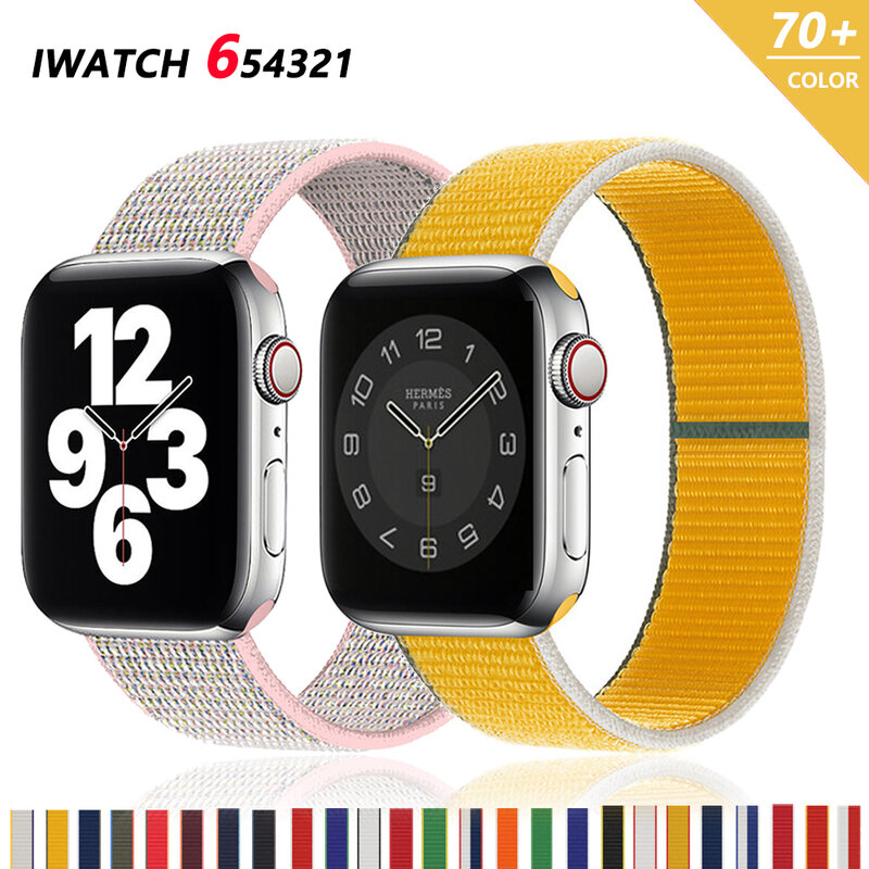 Ремешок нейлоновый для Apple watch band 44 мм 40 мм 42 мм 38 мм, спортивный браслет для смарт-часов iWatch series 3 4 5 6 se band