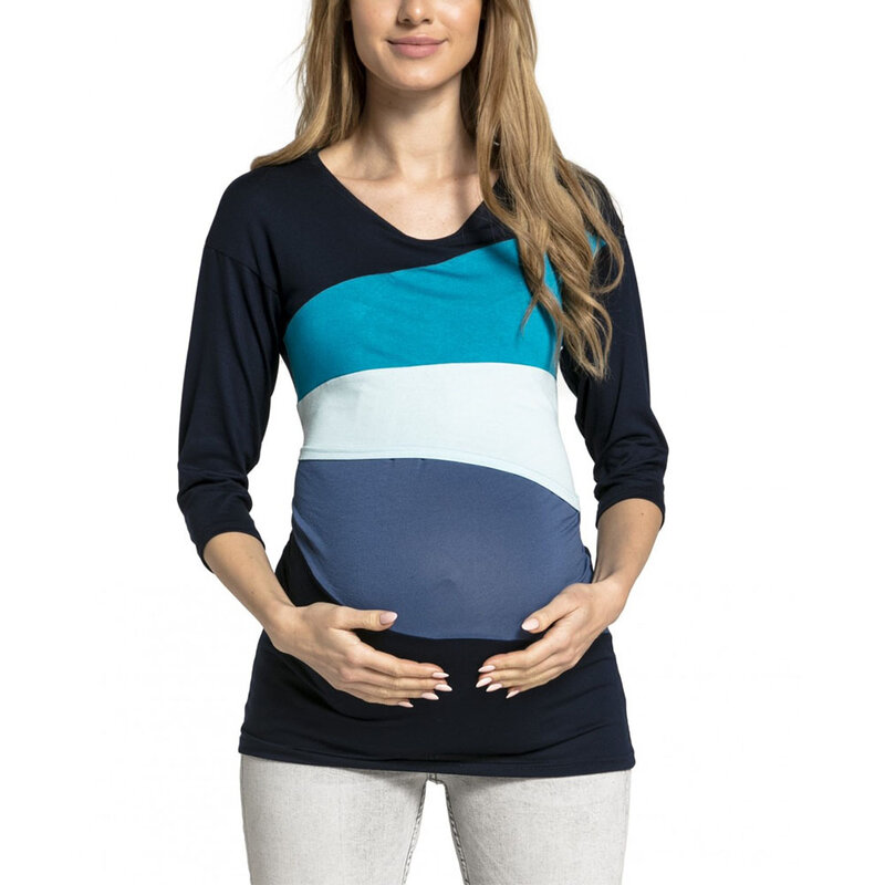Women Short Sleeveless Casual T Shirt Maternity Nursing Breastfeeding Clothes Feeding Spring  For Pregnant Wear Patchwork Tops