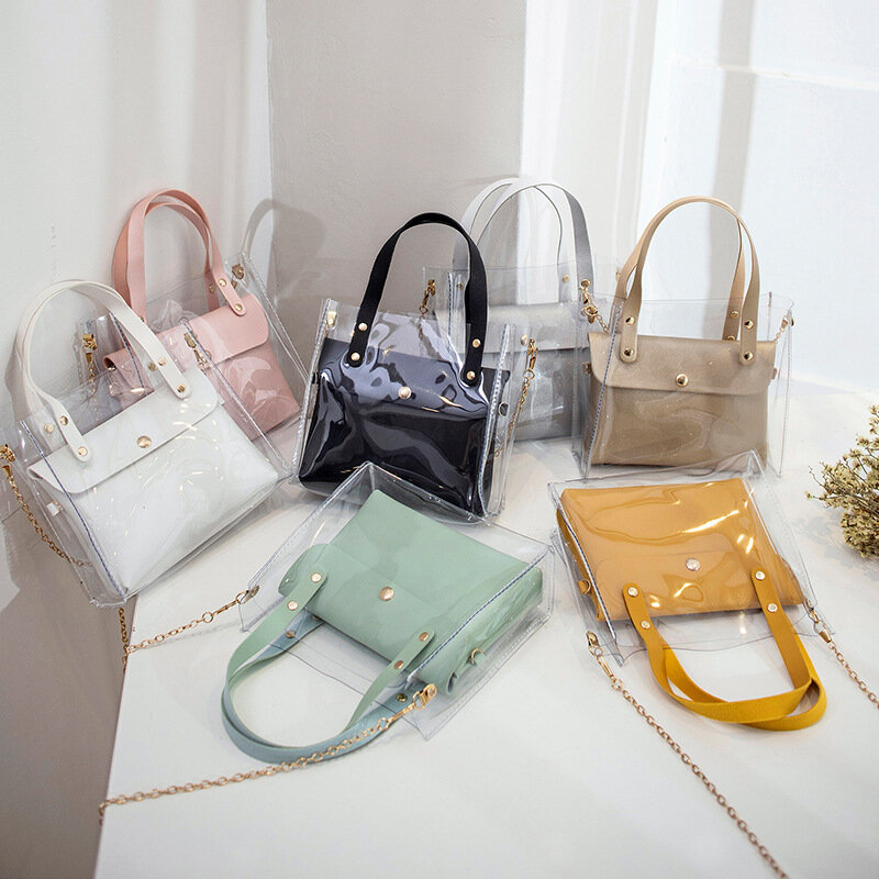 2019 Fashion PVC Jelly Bag Women Small Transparent Shoulder Handbags Mini Mobile Phone Chain Crossbody Messenger Bag for Girls