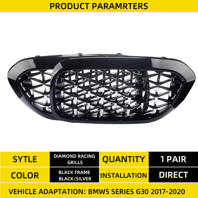 Car Front Bumper Grille For BMW 5 Series G30 520i 530i 530e 540i 518d 2017-2020 Auto Racing Grill Kidney Replacement Grilles