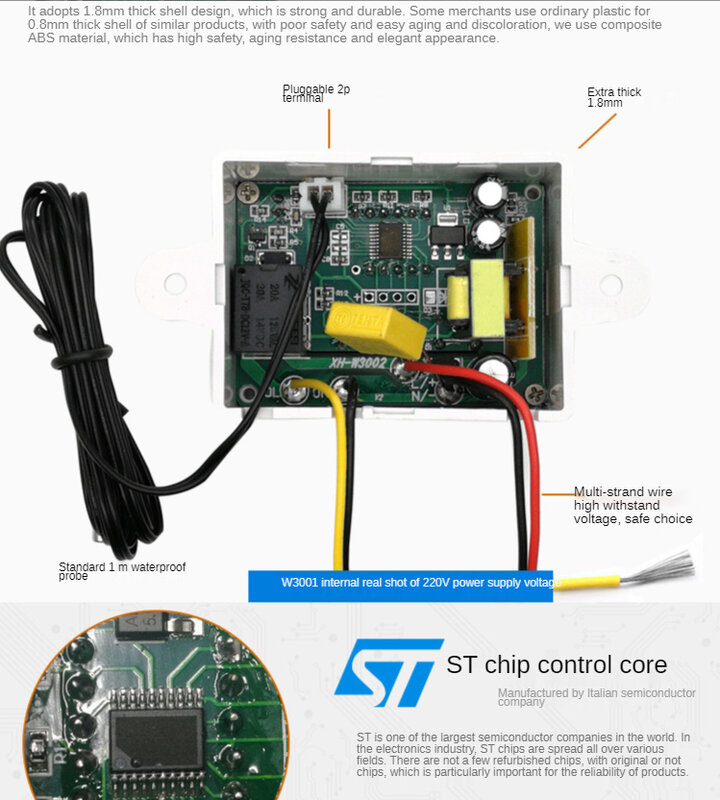 2V/24V/110V/220V ดิจิตอลคอนโทรลเลอร์อุณหภูมิ NTC Sensor Thermostat สำหรับระบายความร้อนและความร้อน