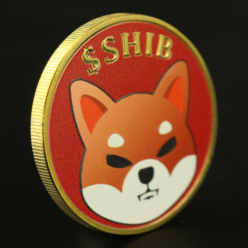 Dogecoin zabójca SHIBA Inu moneta (SHIB) CRYPTO Metal pozłacane fizyczne Shib czerwona moneta Doge zabójca pamiątkowe monety