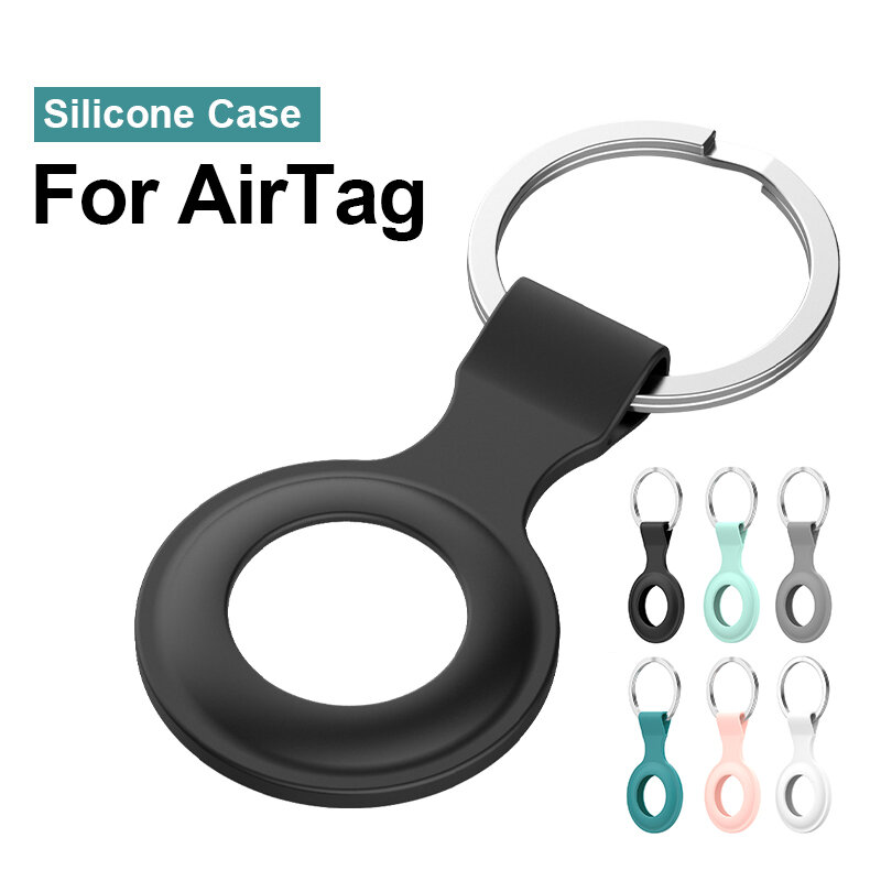 غطاء حامي سيليكون مع سلسلة المفاتيح ل AirTags للصدمات المضادة للخدش المضادة للسقوط كم واقية شل ل Appletag