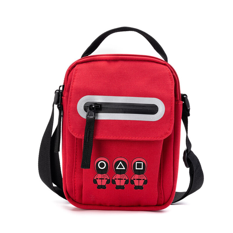 Рюкзак для игр кальмар, диагональная квадратная сумка на молнии с клапаном, на одно плечо, повседневный студенческий модный ранец на одно пл...