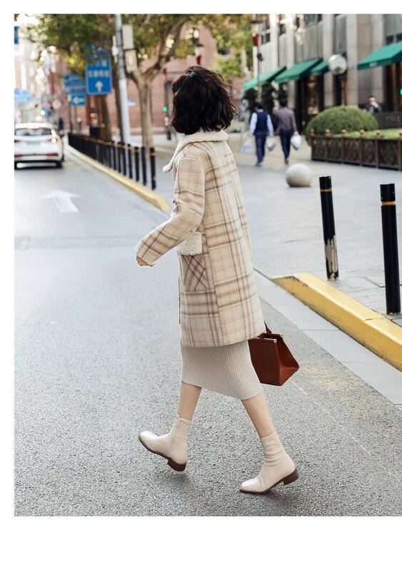 Abbigliamento invernale nuovo elegante cappotto temperamento più cappotto a quadri caldo ispessito in cotone