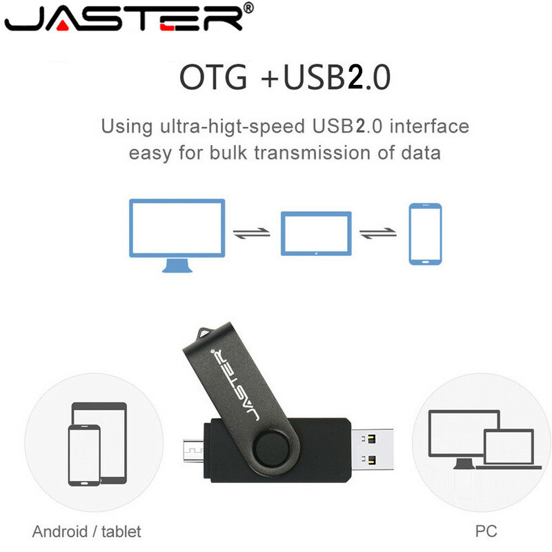 JASTER – meilleure clé USB 2.0 OTG 2.0, support à mémoire de 4GB 8GB 16GB 32GB 64GB, lecteur Flash pour Smartphone