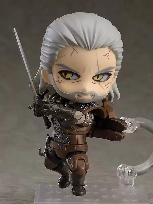 Witcher – poupée Q Version 3 en PVC de 10cm, jouet modèle 907, chasse sauvage, Geralt de Rivia, figurines d'action, loup blanc, Geralt