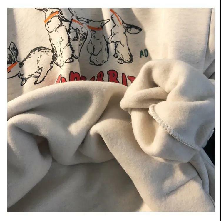 Sweatshirt For Women&#39;s More Rabbit Print Winter Korean Style Fashion Hoodies Kawaii Oversized Hooded Polyester Harajuku