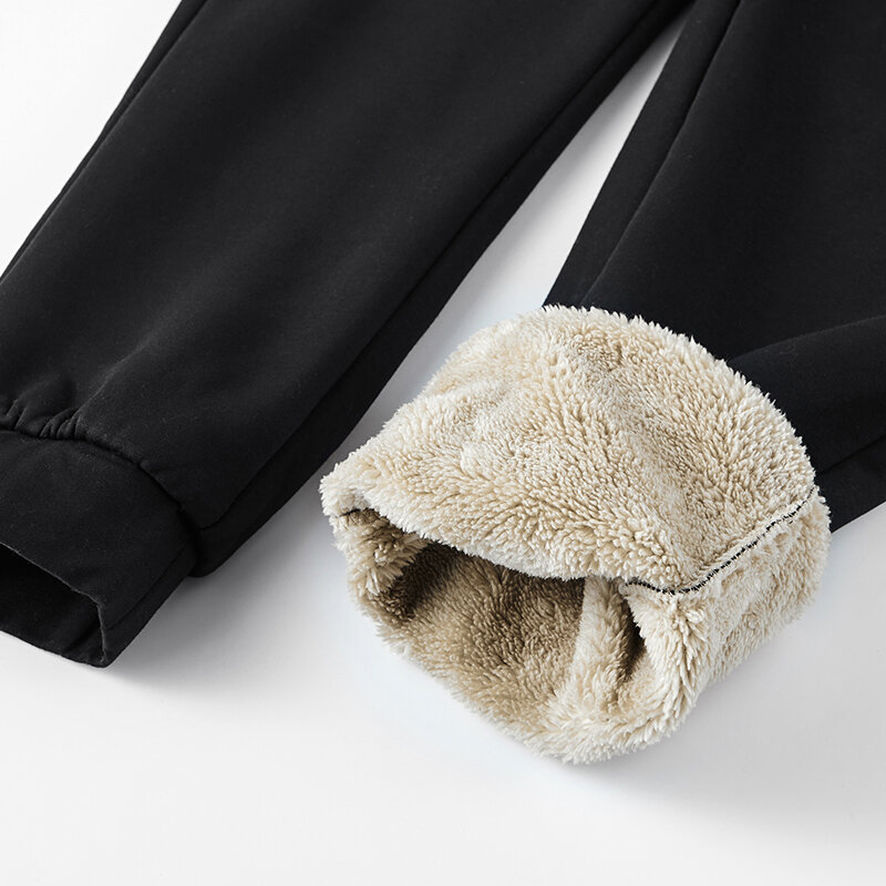 Calça de inverno masculina com bolsos de zíper, calça de moletom para corrida, preto, cinza, grossa, quente, de lã, calças térmicas casuais, tamanho grande 8xg