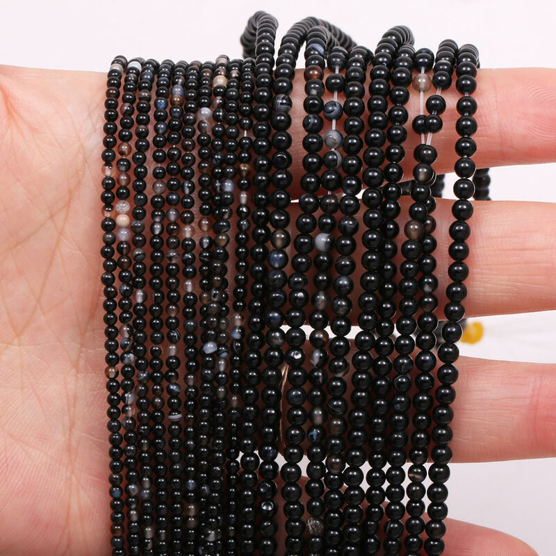 Natural Stone Round small Agats Beads Loose isolation Beads for Jewelry Making DIY Bracelet Necklace Accessories 2 3 4mm