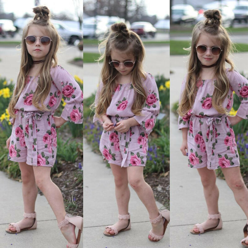 رومبير زهري للفتيات الصغيرات ، بذلة صيفية ، ملابس شمسية