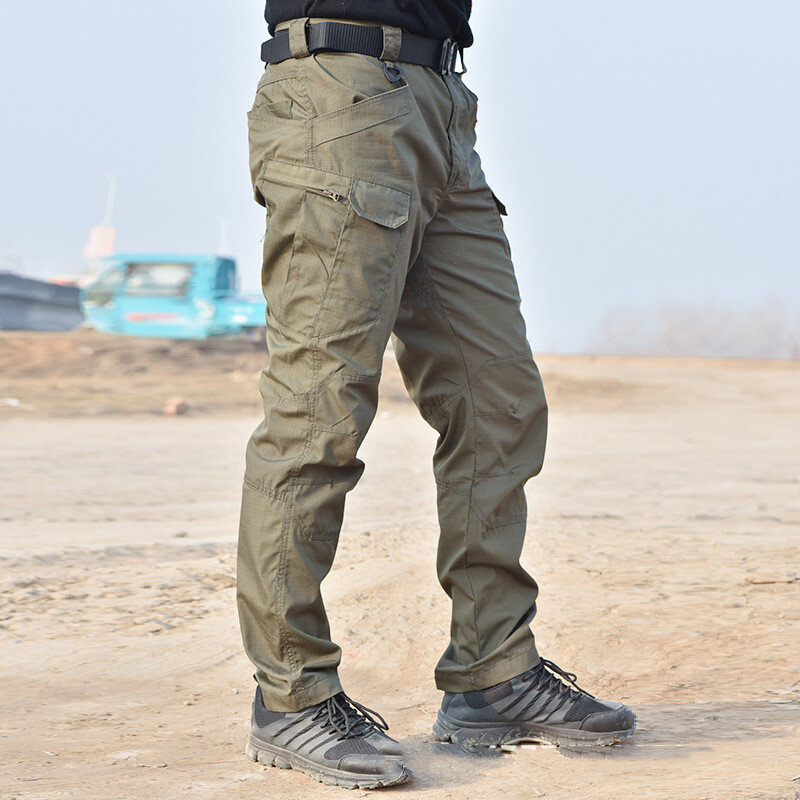 Męskie wodoodporne spodnie Cargo elastyczne wiele kieszeni wojskowe męskie spodnie Outdoor Joggers spodnie Plus Size spodnie taktyczne męskie