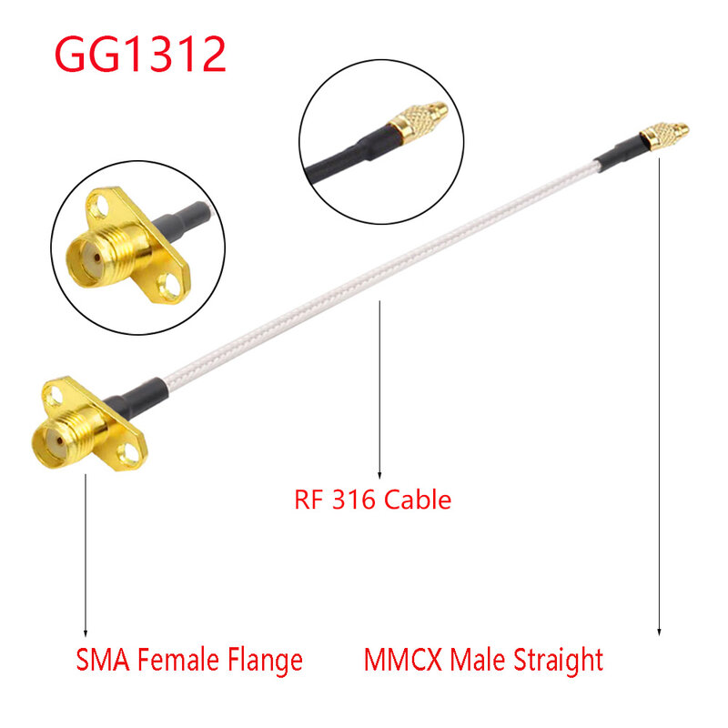 Cable de extensión de antena FPV para TBS Unify PandaRC VTX, montaje de Panel de brida hembra MMCX a SMA/RP-SMA, RG316 Pigtail, 1 unidad