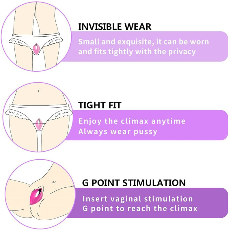 Vibrator Celana Dalam Dapat Dipakai dengan Celana Dalam Remote Control Nirkabel Pola Getar Stimulator Klitoris Mainan Seks untuk Wanita Pasangan