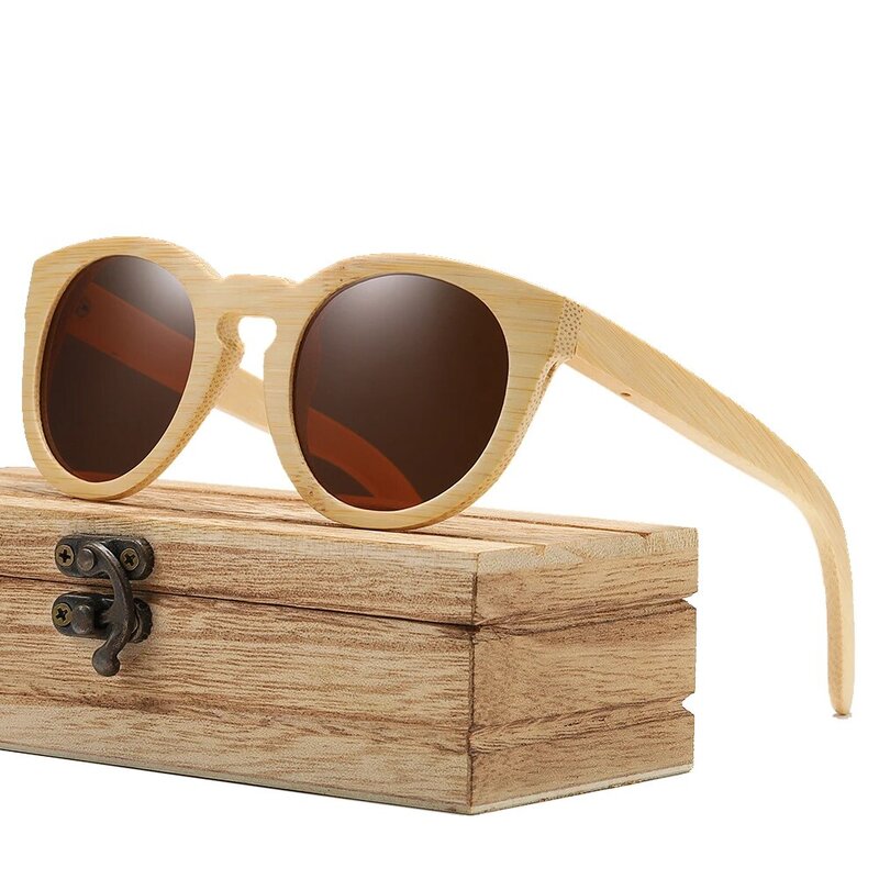 Модные дизайнерские женские бамбуковые солнцезащитные очки с поляризационными зеркальными линзами из бамбукового дерева женские солнцез...