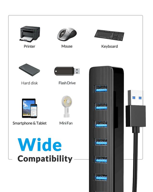 USB-Концентратор ORICO, 7 портов USB 3,0, с портом питания Type-C, Разветвитель USB TF, OTG, высокоскоростной, для ноутбуков, настольных аксессуаров