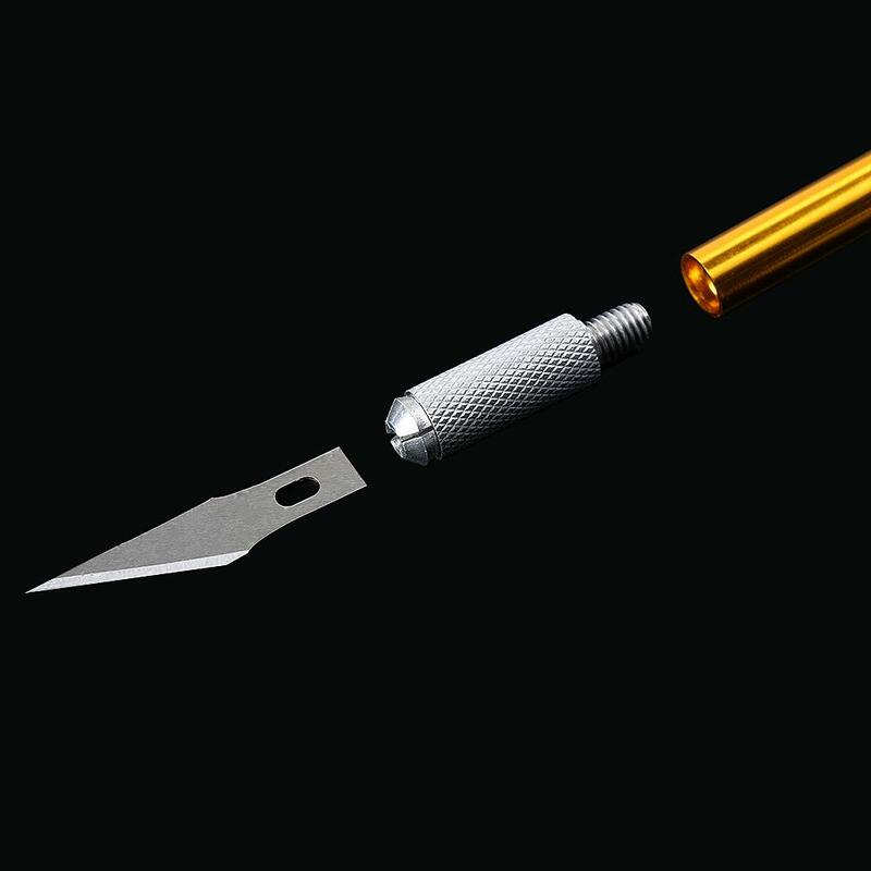 Cuchillo de grabado con mango de Metal y hoja, accesorio para tallado artesanal, escultura, cuchillo antideslizante de seguridad, 6 uds.