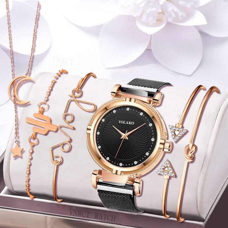Reloj de pulsera con esfera de diamante para mujer, cronógrafo creativo de cuarzo con hebilla magnética, a la moda, sencillo, para regalo