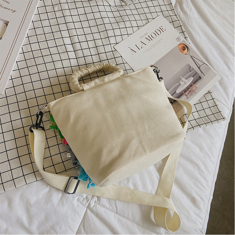 Canvas Tote Bag for Women 2021 Shopper Bag Luxury Designer Handbags Crossbody Fashion Creative Cute Cartoon Doll Shoulder Bags