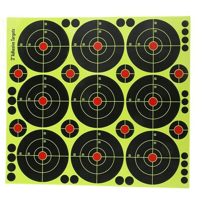 90 pçs papel de alvo treinamento caça 3 Polegada fluorescência adesivo tiro arma alvo papel 9 alvos papel alvo interior