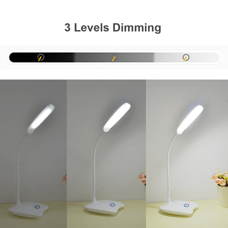 Lampada da tavolo lampada da scrivania a LED ricaricabile studio Touch Switch lampada moderna flessibile per studio di lettura per studenti lampada da comodino