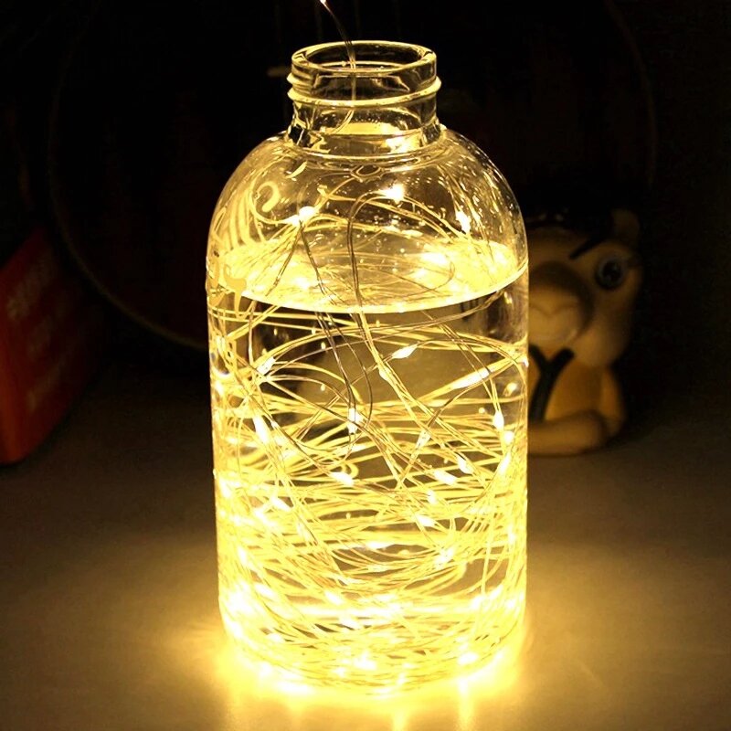 Guirlande lumineuse LED en fil de cuivre, éclairage féerique, pour noël, intérieur, maison, fête, mariage, décoration