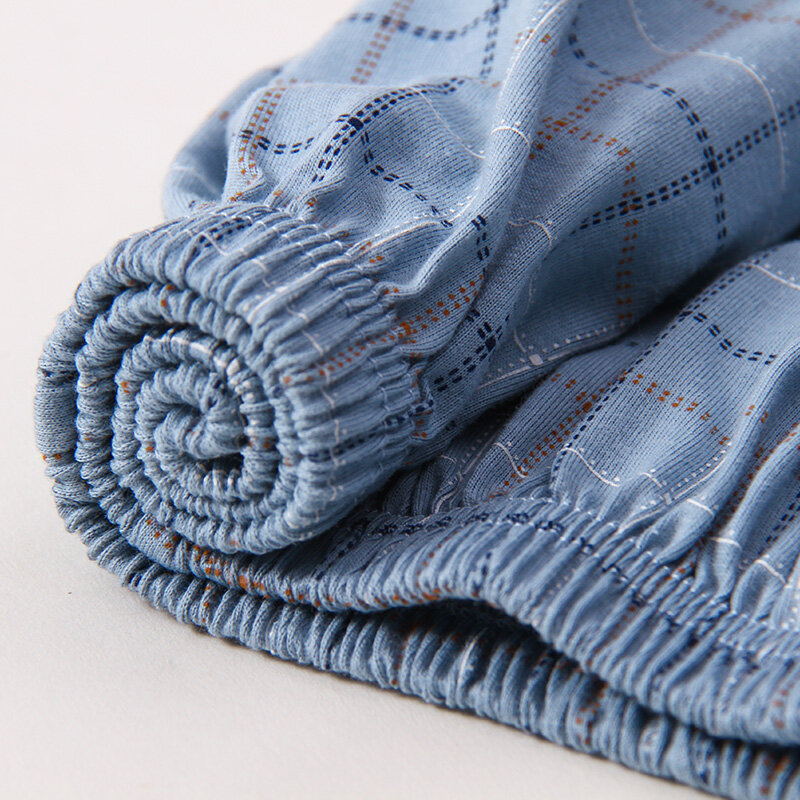 100% Piyama Katun untuk Pria 2 Buah Pakaian Tidur Santai Piyama Kotak-kotak Musim Gugur Baju Tidur Pakaian Rumah Pria PJs Set Piyama Katun Murni