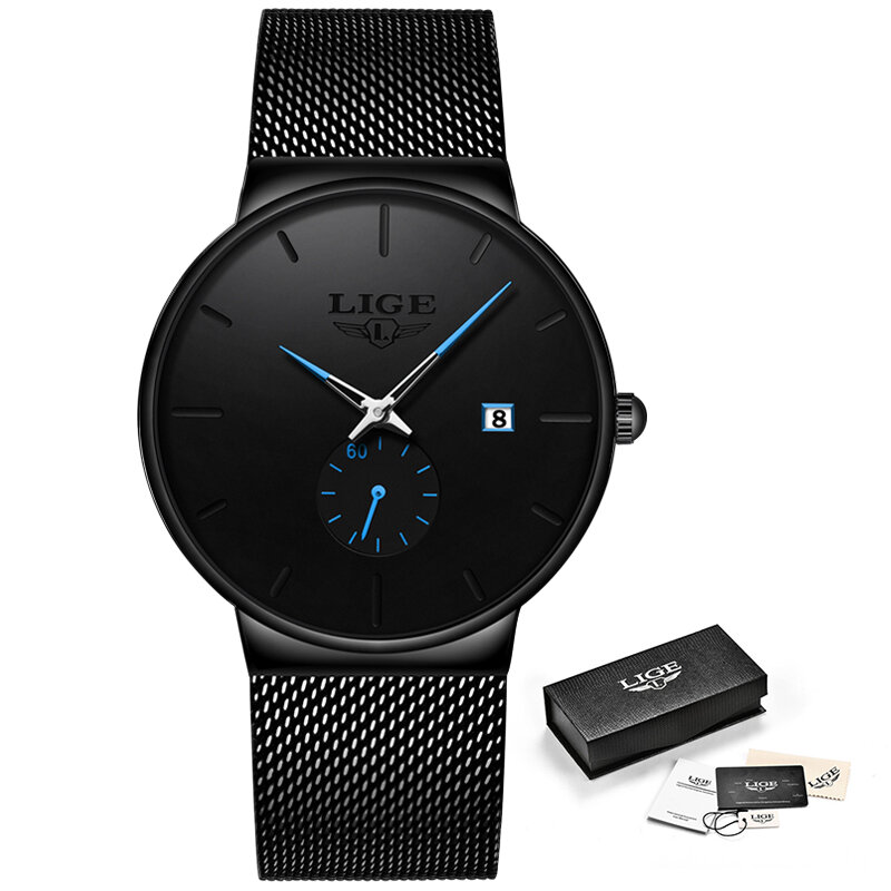 LIGE – montre à Quartz pour hommes et femmes, bracelet Ultra fin, de marque célèbre, à la mode, 2020