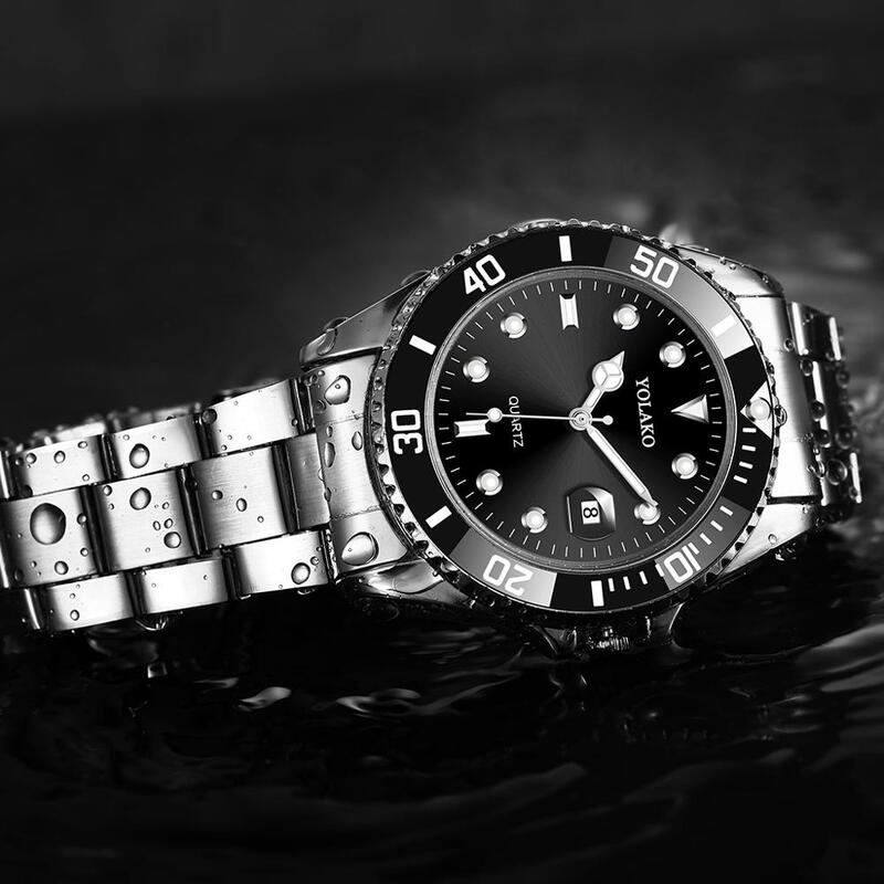 Yolako men aço inoxidável relógios de negócios luxo masculino relógio esporte relógio de quartzo relojes masculino venda quente hombre 2020