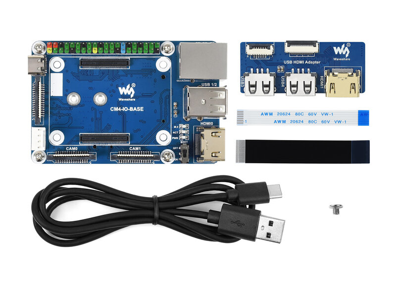 CM4-IO-BASE-Acce B,CM4-IO-BASE-B + USB HDMI Adapter, For Raspberry Pi Compute Module 4