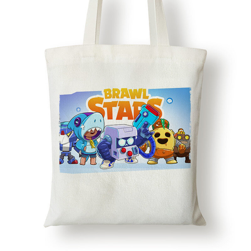 BRAWLING GAME STAR Pure White Shoulder Handbags Shopping Bag New Fashion Canvas Bag Wild Rough Twine Striped Beach Bag TOYS